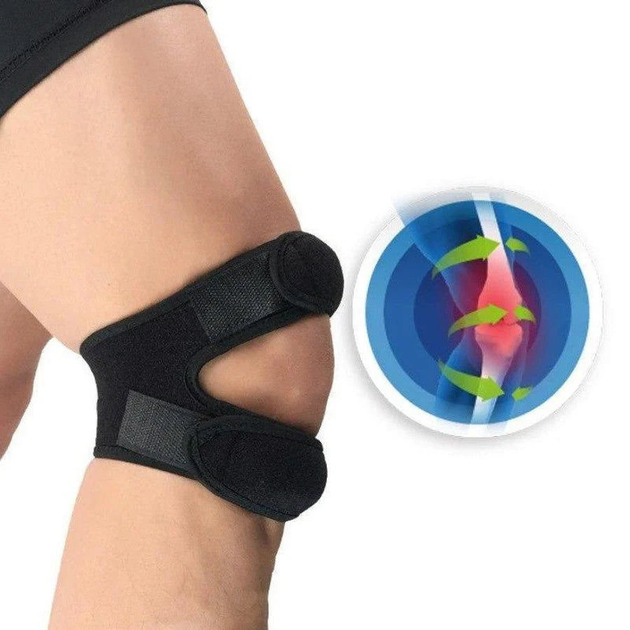 Knee Support Band Dual Adjustable Straps Silicone Compression Pads