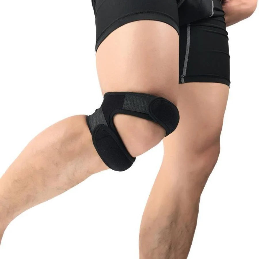 Knee Support Band Dual Adjustable Straps Silicone Compression Pads