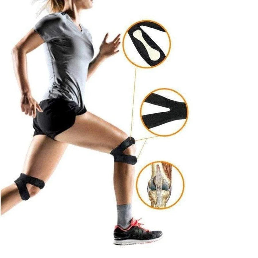 Knee Support Band Dual Adjustable Straps Silicone Compression Pads
