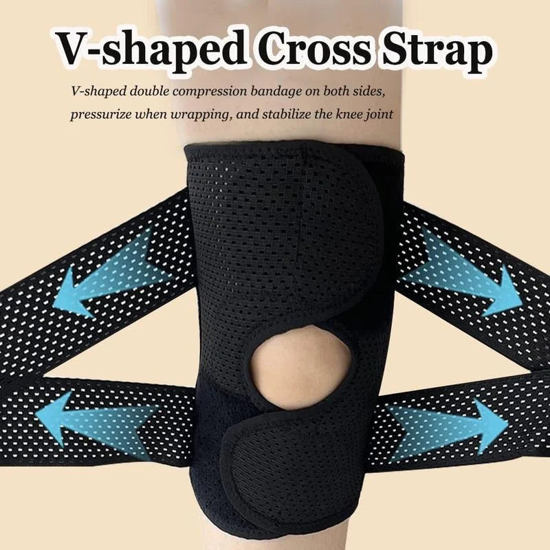 Knee Support Brace Open Patella Adjustable Straps Breathable Mesh