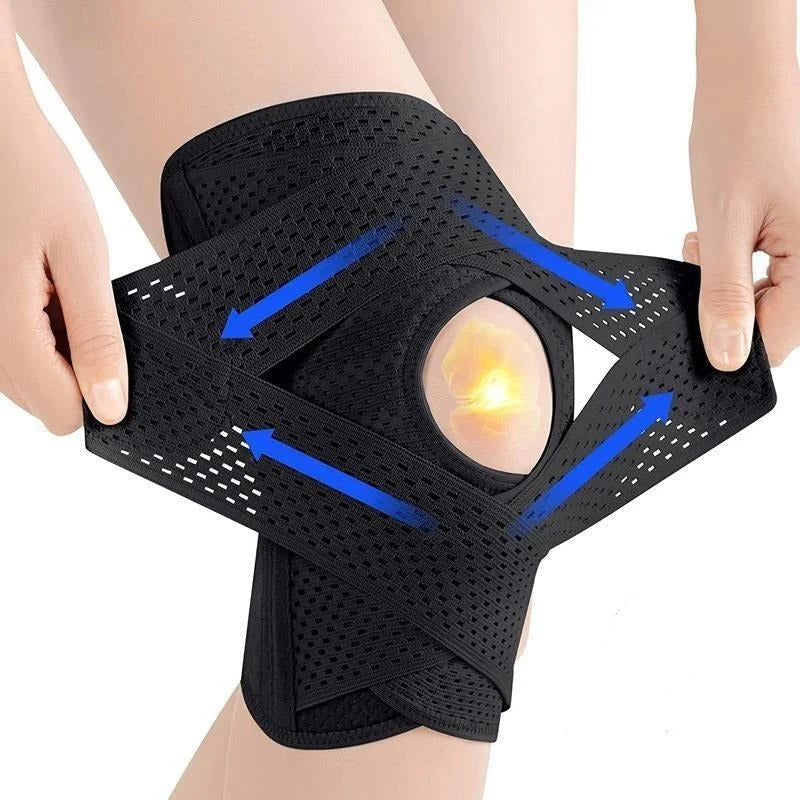 Knee Support Brace Open Patella Adjustable Straps Breathable Mesh