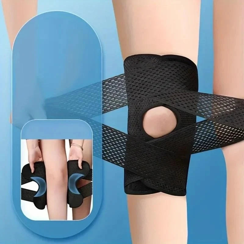 Knee Support Brace Open Patella Adjustable Straps Breathable Mesh