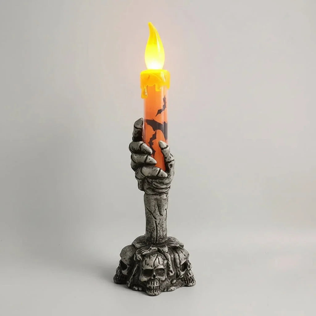 LED Candle Skeleton Hand Holder Battery-Operated