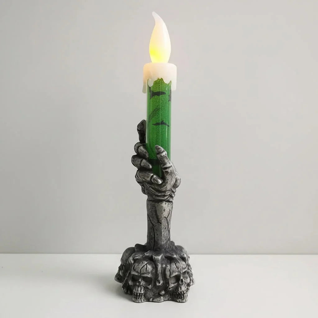 LED Candle Skeleton Hand Holder Battery-Operated