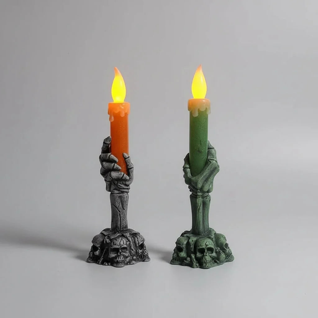 LED Candle Skeleton Hand Holder Battery-Operated