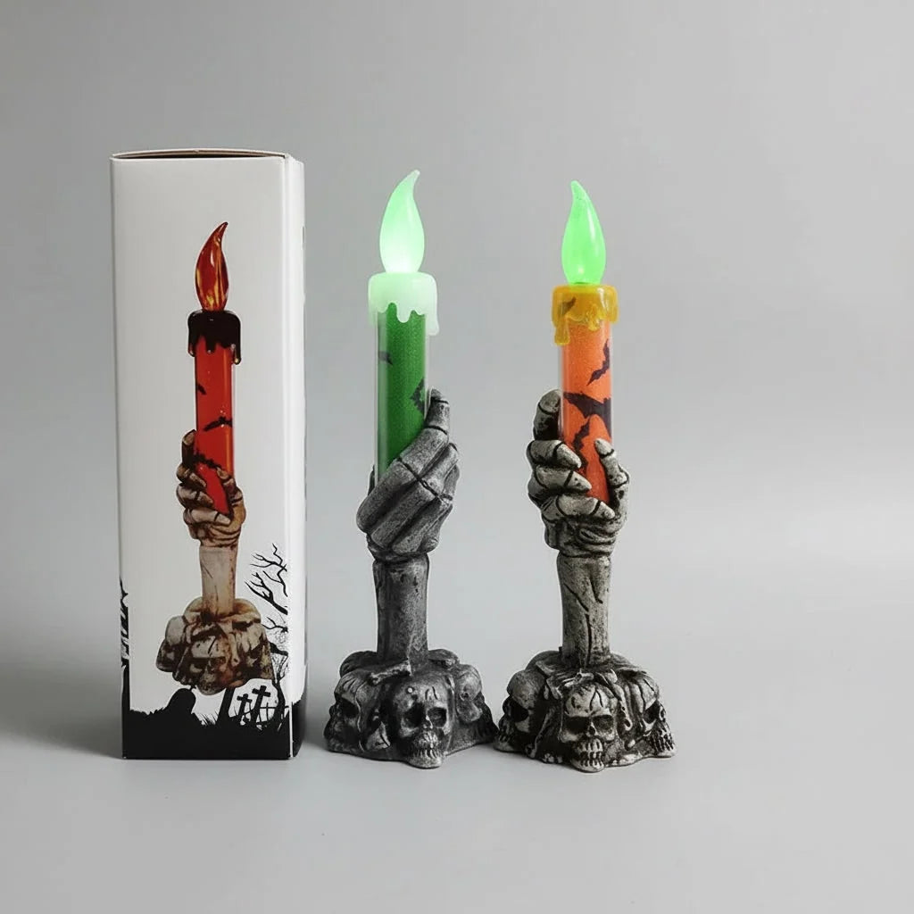 LED Candle Skeleton Hand Holder Battery-Operated