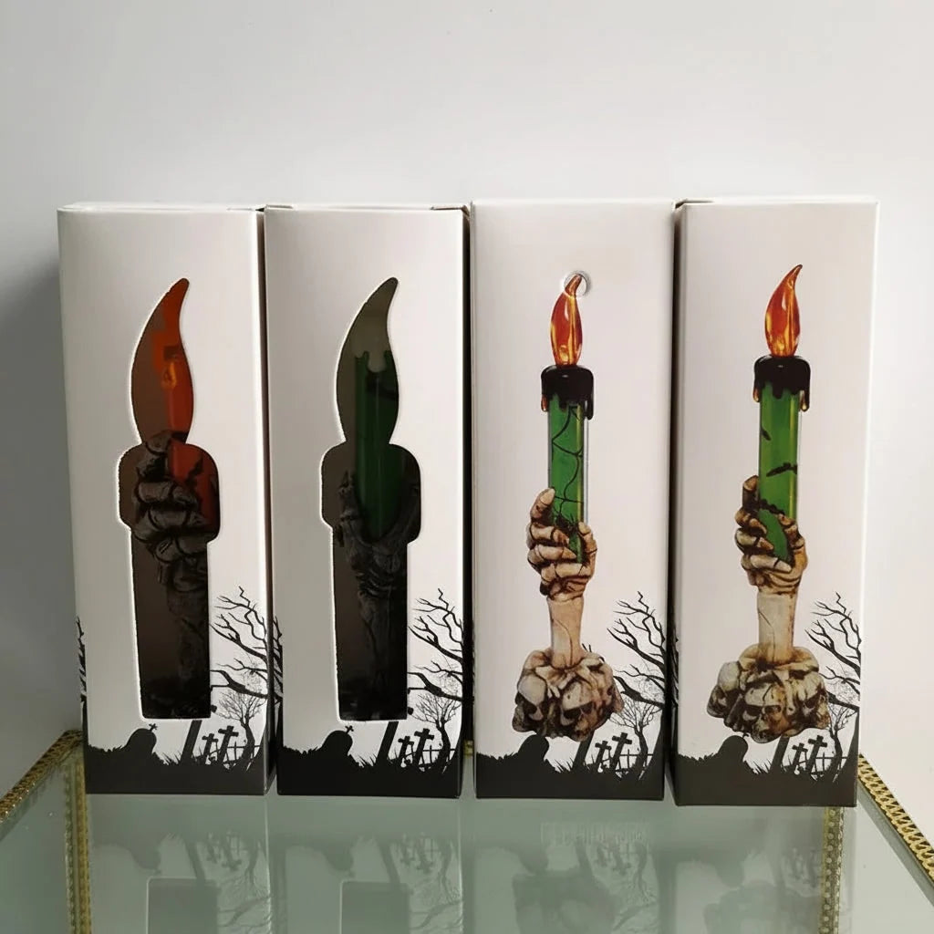LED Candle Skeleton Hand Holder Battery-Operated