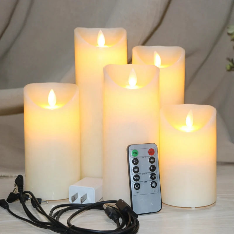 LED Candles Real Wax Flickering Rechargeable Remote Control
