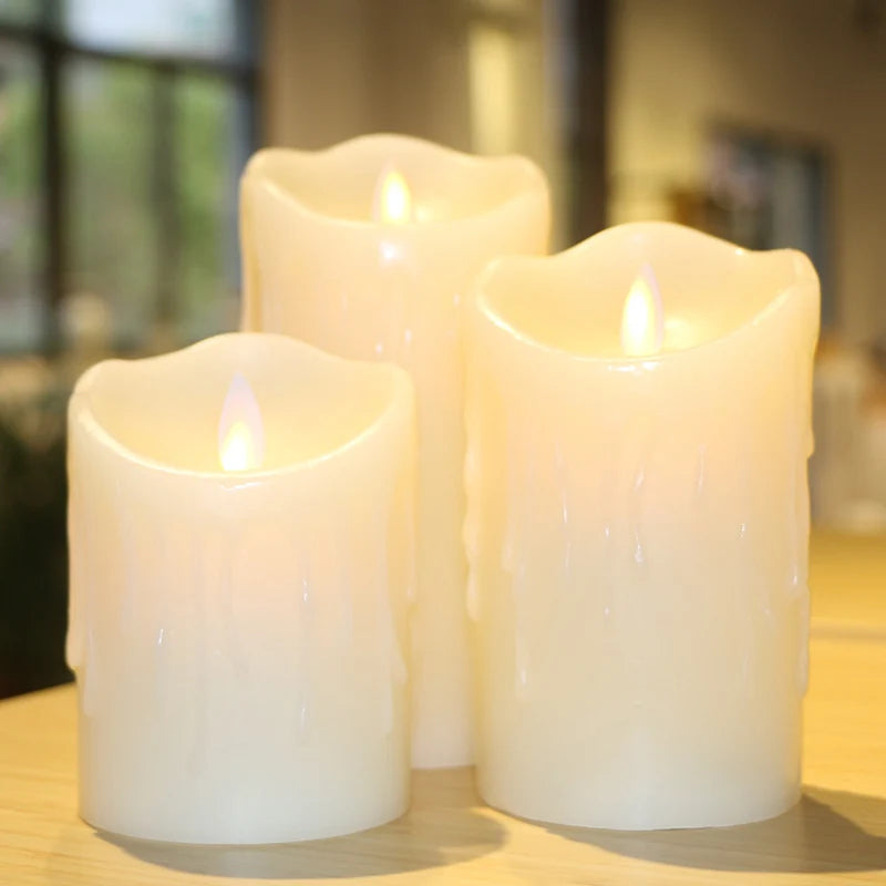 LED Candles Real Wax Flickering Rechargeable Remote Control