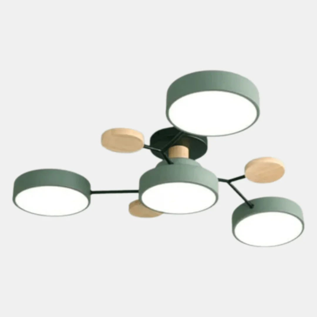 LED Ceiling Light Wood & Metal Low-Profile Round