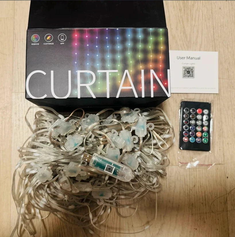 LED Curtain Lights 400 Individually Controlled App & Remote Control