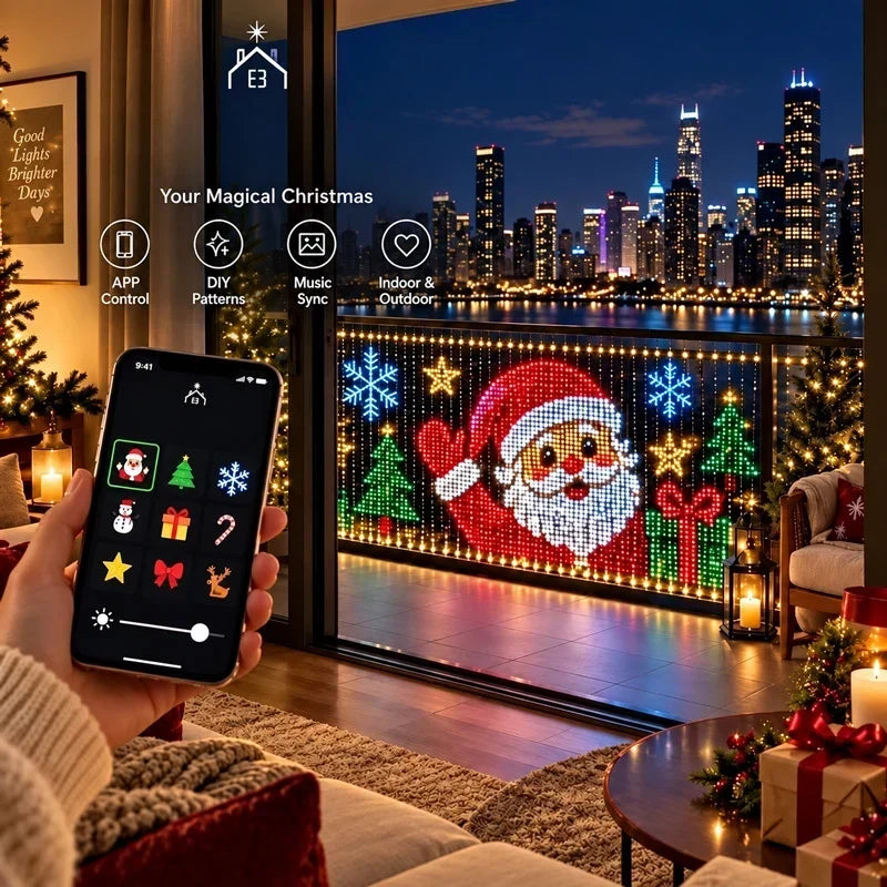 LED Curtain Lights 400 Individually Controlled App & Remote Control