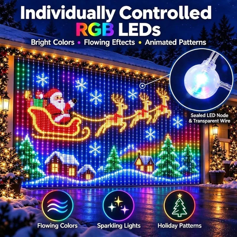 LED Curtain Lights 400 Individually Controlled App & Remote Control