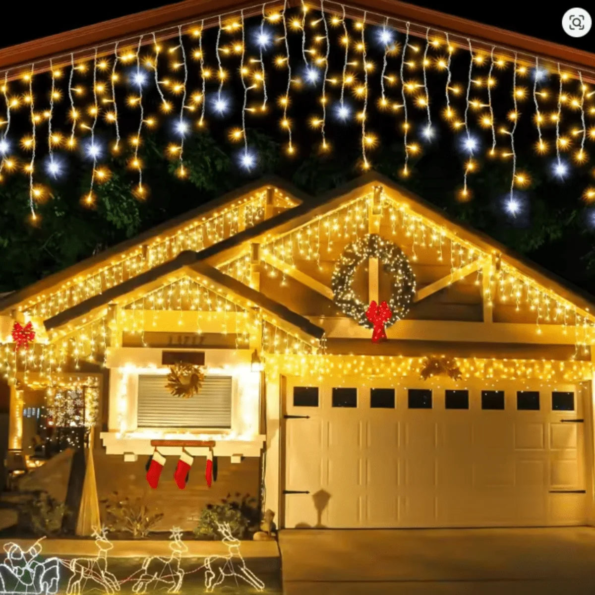 LED Curtain Lights Weather-Resistant 96 Bright White LEDs