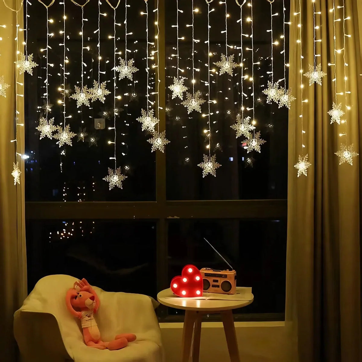 LED Light Curtain Remote-Controlled Winter Designs