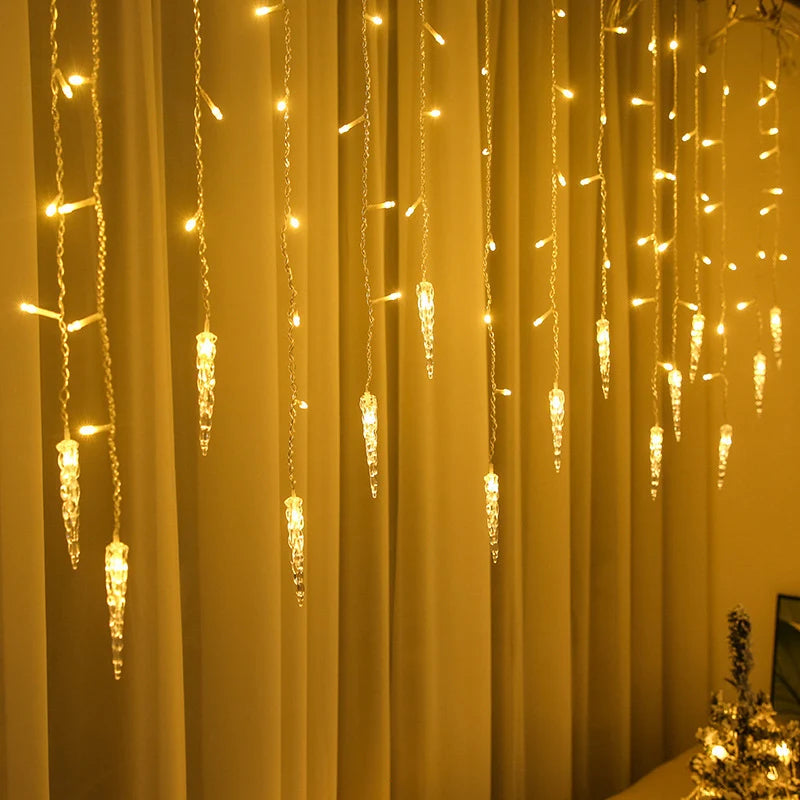 LED Light Curtain Remote-Controlled Winter Designs