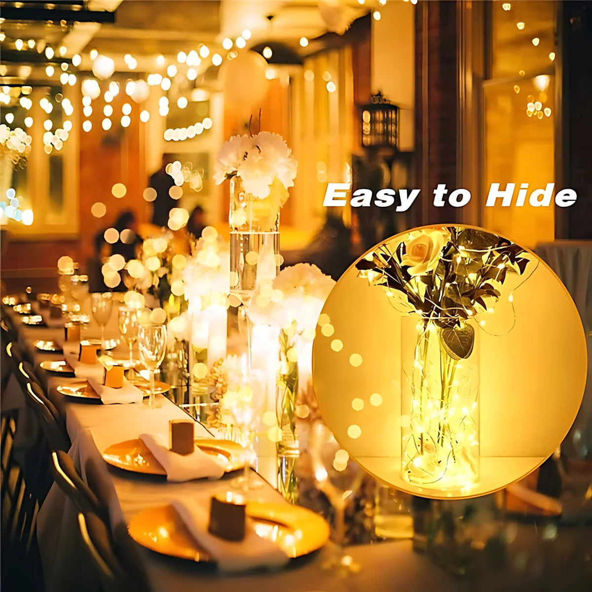 LED String Lights Flexible Wire Waterproof 100-Strand Set