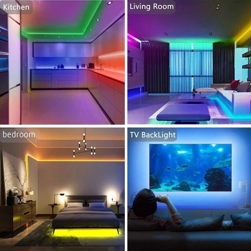 LED Strip Lights RGB Color-Changing Cuttable With Remote Control