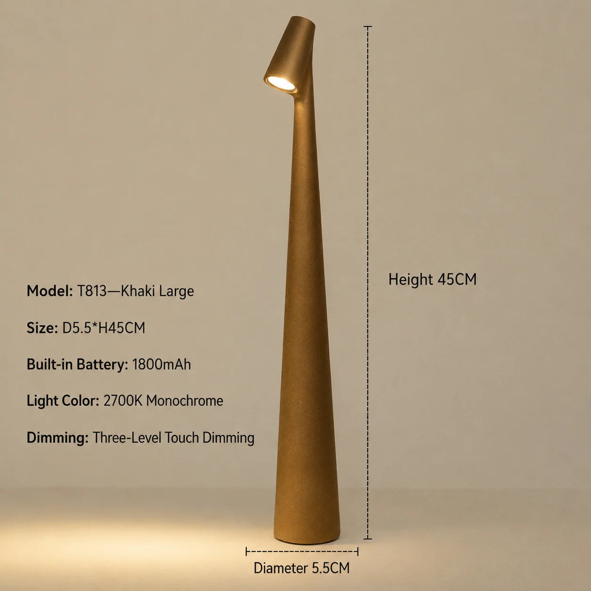 LED Table Lamp Cordless Rechargeable Touch Dimming