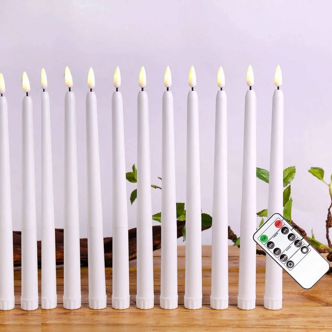 LED Taper Candles Flameless Remote Control Dimmable Timer