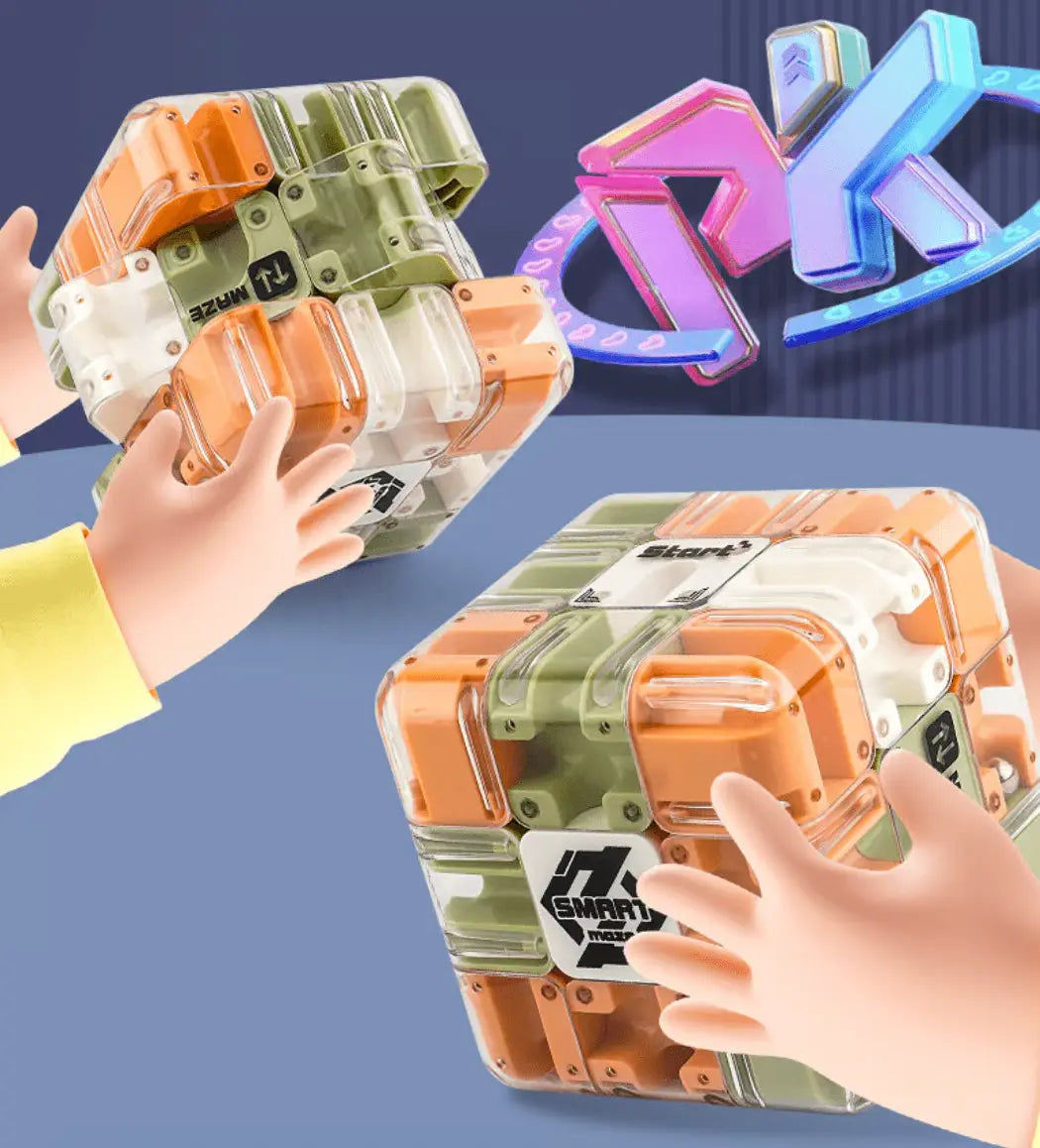 Labyrinth Cube Transparent ABS Stainless Steel Ball