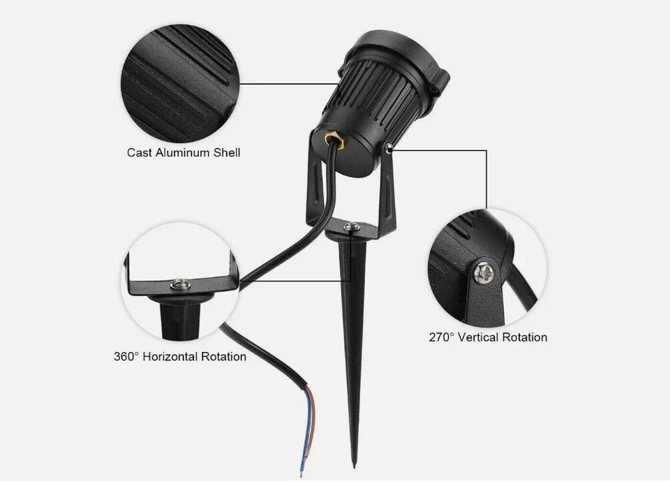 Landscape Spotlights 500-Lumen Adjustable IP65 Set of 10