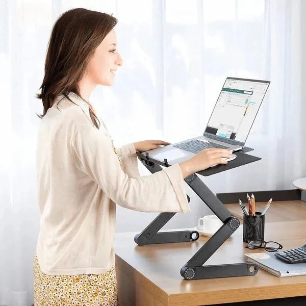 Laptop Stand Adjustable Foldable Aluminum With Detachable Mouse Pad