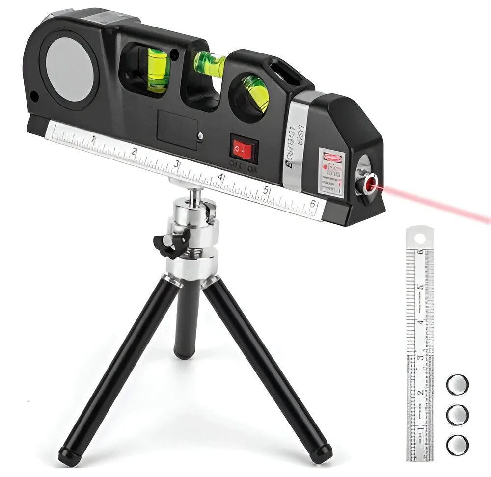 Laser Level Horizontal Vertical Crosshair Triple Bubble Tape Measure