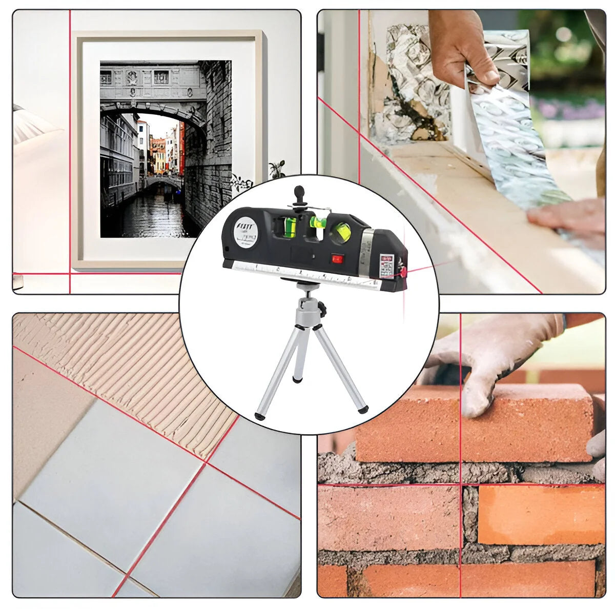 Laser Level Horizontal Vertical Crosshair Triple Bubble Tape Measure