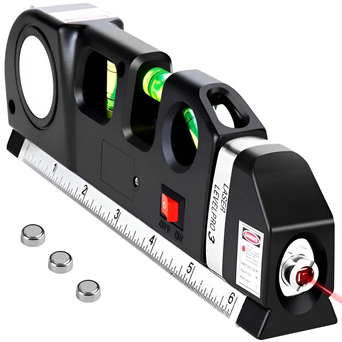 Laser Level Horizontal Vertical Crosshair Triple Bubble Tape Measure