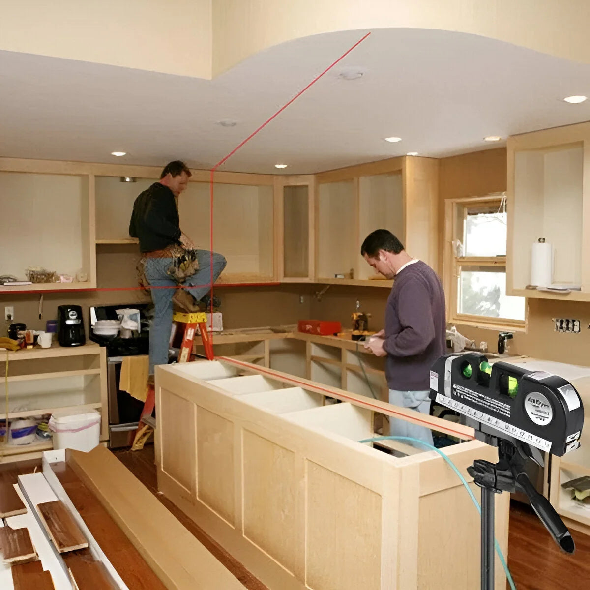 Laser Level Horizontal Vertical Crosshair Triple Bubble Tape Measure