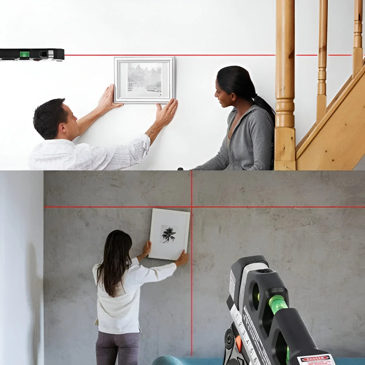 Laser Level Horizontal Vertical Crosshair Triple Bubble Tape Measure