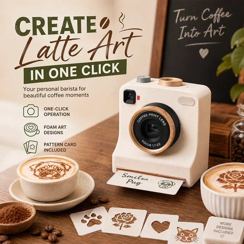Latte Art Stencil Press Manual Powder Release Reusable Cards