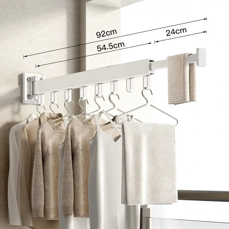 Laundry Drying Rod Aluminum Extendable Fold-Away
