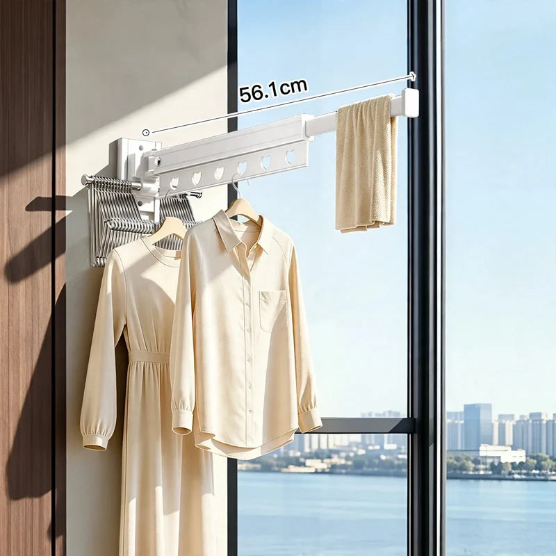 Laundry Drying Rod Aluminum Extendable Fold-Away