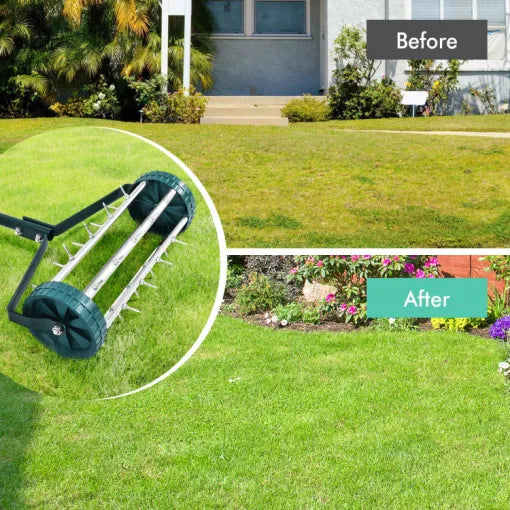 Lawn Aerator Steel Spike Roller Upright Handle
