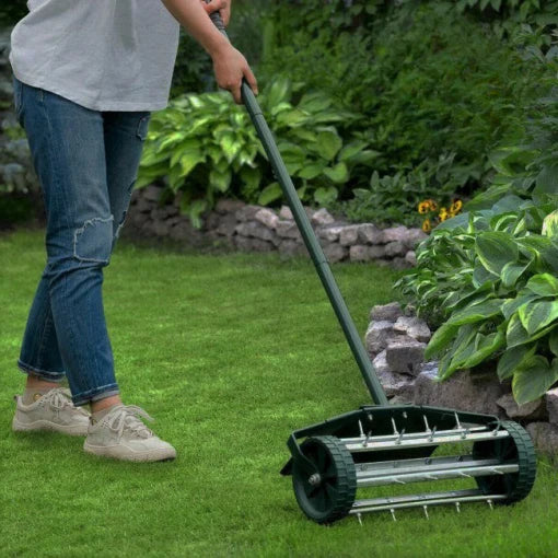 Lawn Aerator Steel Spike Roller Upright Handle