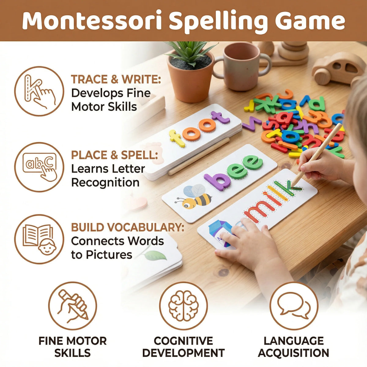 Letter Matching Game Montessori Letter Pieces & Picture Cards