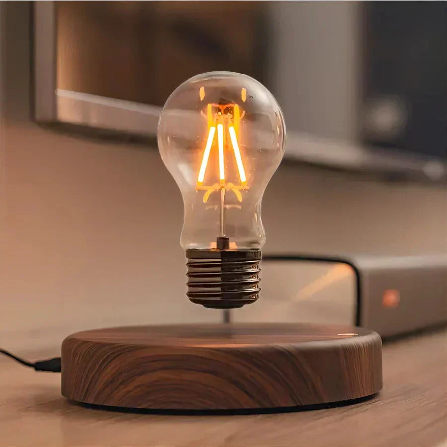 Levitating Lamp Magnetic Floating Bulb Walnut Wood Base