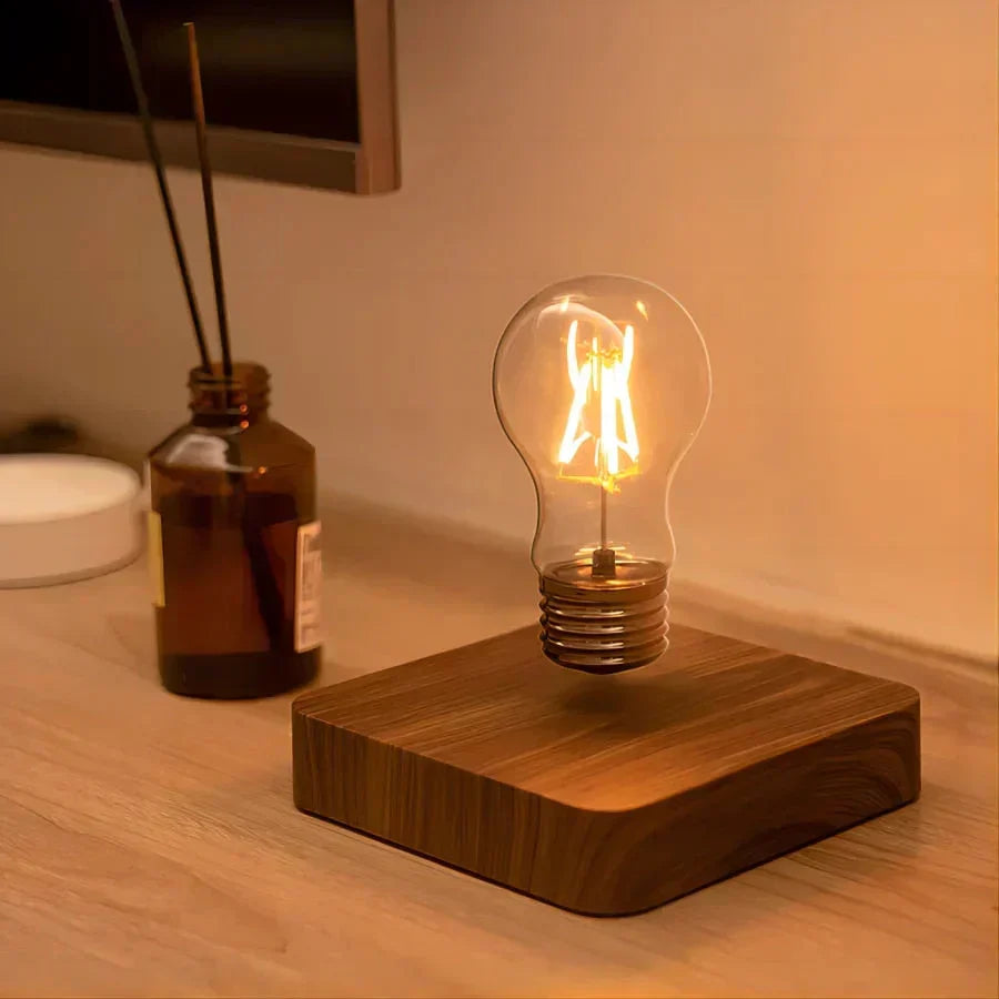 Levitating Lamp Magnetic Floating Bulb Walnut Wood Base