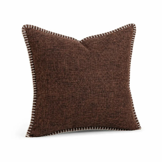 Linen-Blend Square Throw Pillow Cover with Whipstitch Edge