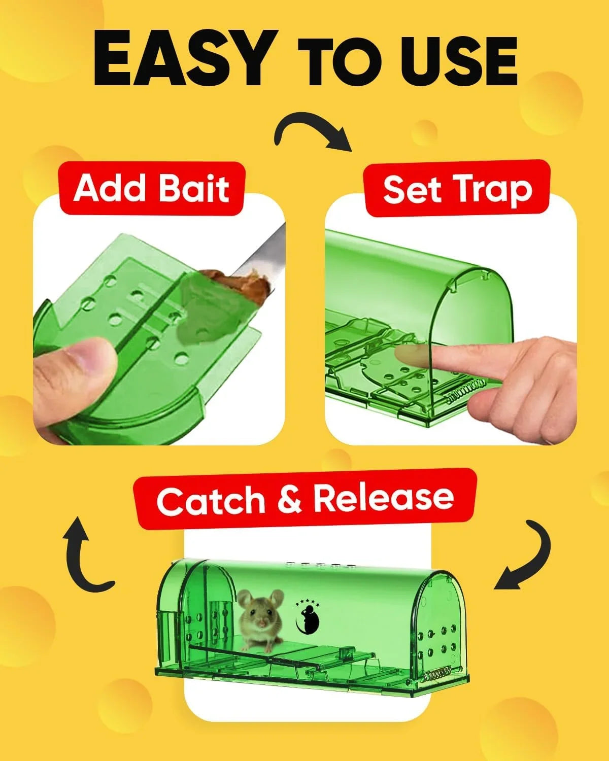 Live Mouse Trap Transparent Reusable Set of 4