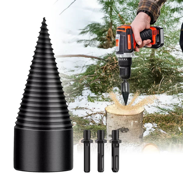 Log Splitting Drill Bit High-Carbon Steel 3 Interchangeable Shanks