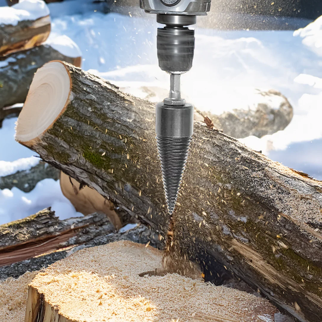 Log Splitting Drill Bit High-Carbon Steel 3 Interchangeable Shanks