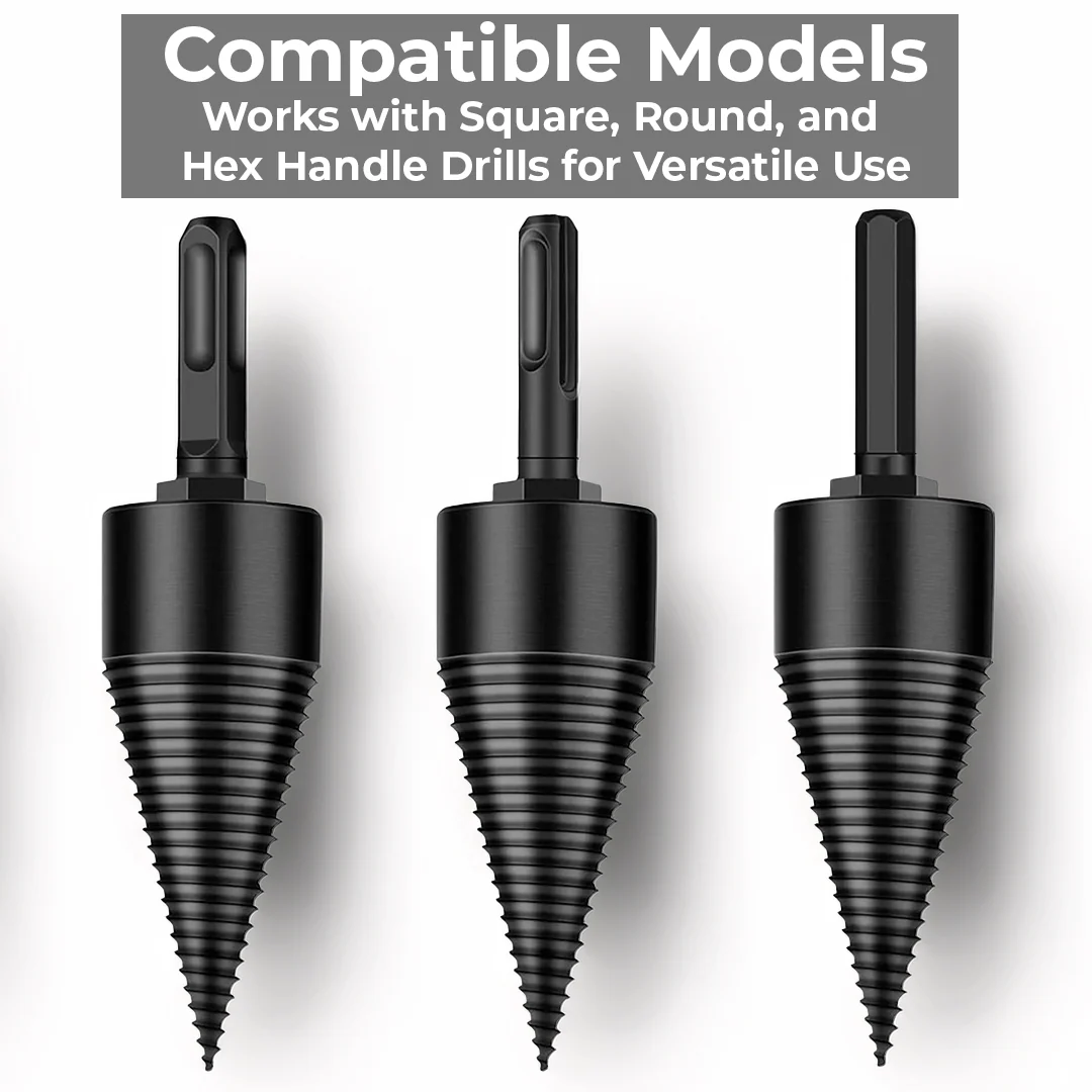 Log Splitting Drill Bit High-Carbon Steel 3 Interchangeable Shanks