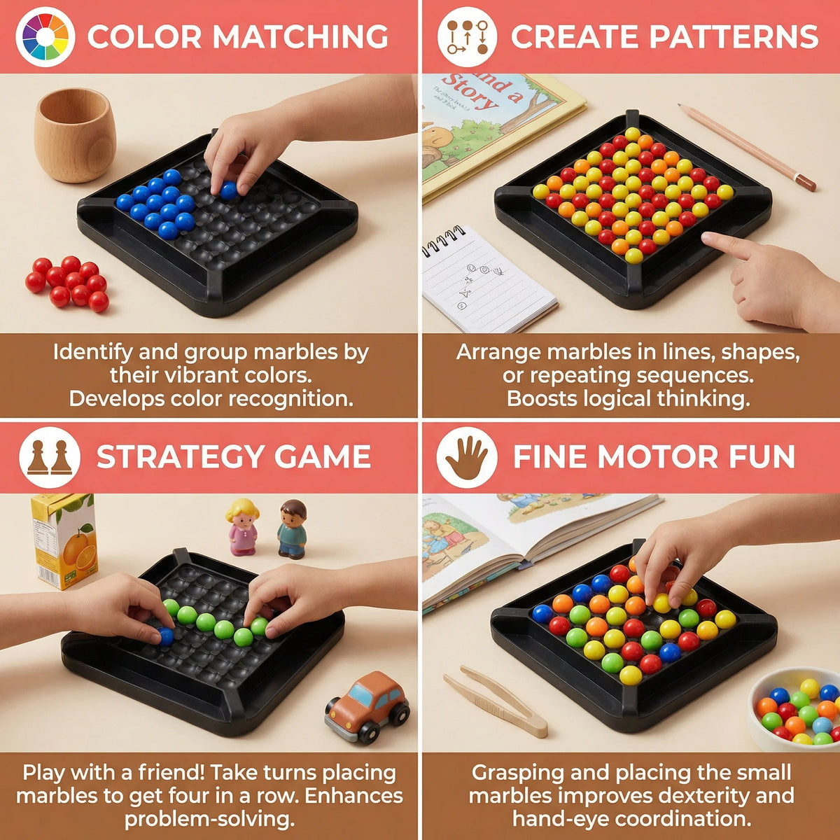 Logic Puzzle Marble Color-Sorting & Adjustable Difficulty