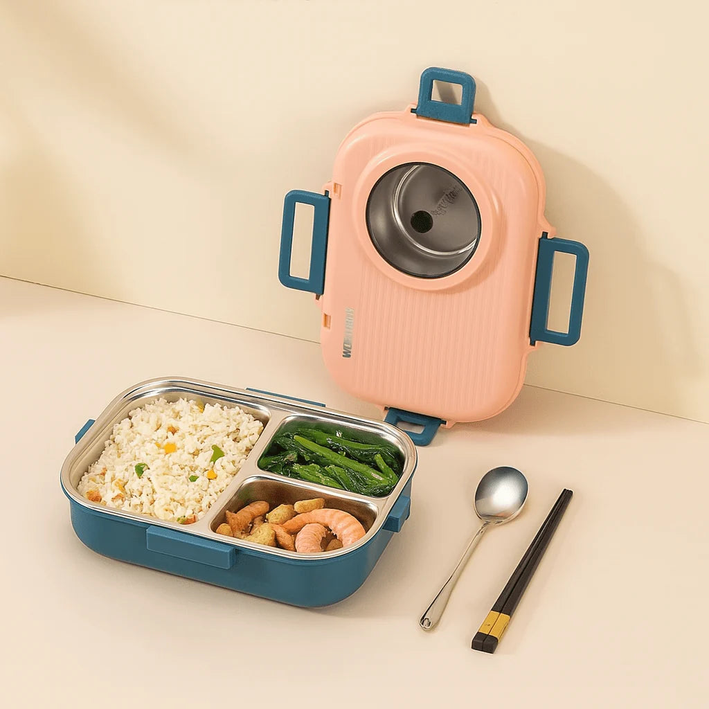Lunch Box Leak-Proof Lid 3 Compartments Stainless Steel