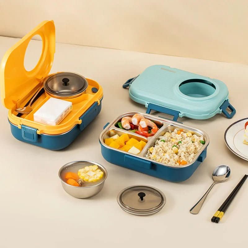 Lunch Box Leak-Proof Lid 3 Compartments Stainless Steel