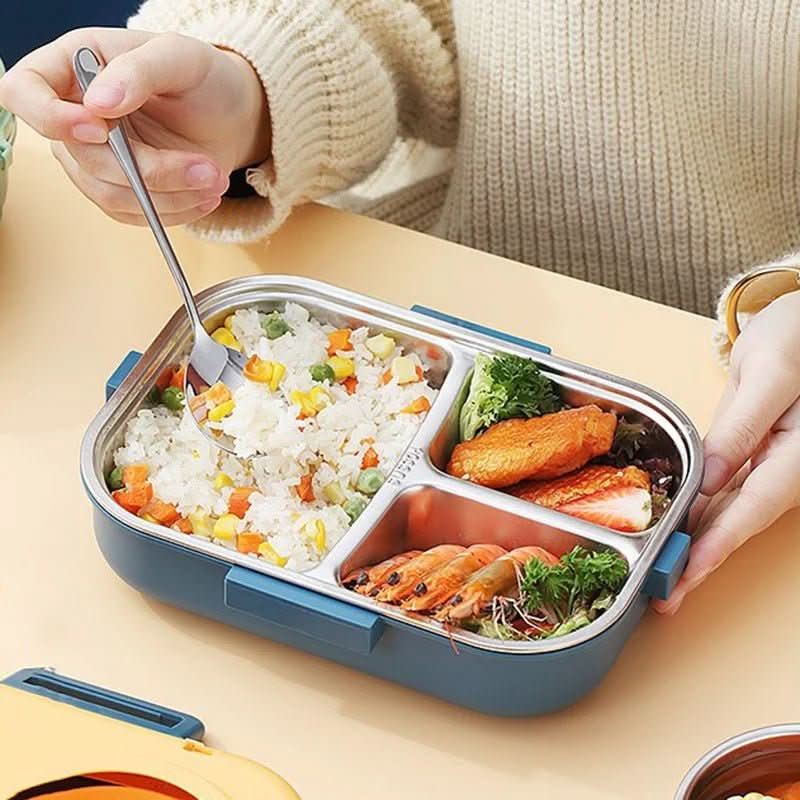 Lunch Box Leak-Proof Lid 3 Compartments Stainless Steel