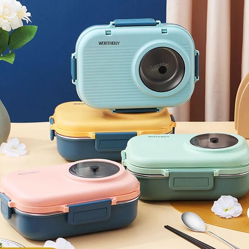 Lunch Box Leak-Proof Lid 3 Compartments Stainless Steel